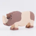 Handgefertigte Holz Nashorn Figur, naturmassives Holzspielzeug, süße Tier Dekoration. - Kleines Nashorn