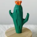 Handcrafted wooden cactus ornament, creative desktop wooden decor figure for home. - Cactus 2 (Without Base)