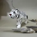 Houten Witte Tiger Beeldje Handgemaakt Dier Tafel Decoratie Snijwerk Huis Variant. - Tijger Wit