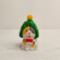 Hand-carved wooden cat figurine with Christmas hat cute desktop decoration gift ornament - Christmas Hat Cat