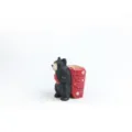 Handcrafted wooden carved black bear figurine with red flower backpack desk decor item. - Christmas Bear Pen Holder