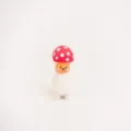 Handmade carved cute mushroom figurine desktop ornament craft home decoration size 2.9cm - Wooden Creative Figure Ornament / Red Head Mushroom Man