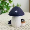 Handmade carved wooden mushroom figurine, cute creative desktop decor and home gift ornament. - Wooden Carved Mushroom Group Ornament / Blue Head Mushroom