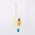Wooden Parrot Moon Hanging Ornament Cute Handcrafted Animal Toy Home Wall Decor Gift - Macaw with Moon