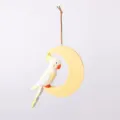 Wooden parrot moon hanging ornament cute bird handmade craft home office room decor gift - Cockatiel with Moon