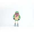 Handmade wooden frog figurine desktop ornament with scarf and boots for home decoration. - Frog Prince Shelf Sitter