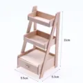 Miniatuur Houten Poppenhuis Rek 3-Laags Display Standaard Mini Meubels Tuin Decor. - Natuurlijk