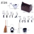 Dollhouse miniature tool set wooden toolbox alloy miniature accessories size chart details - Black