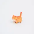 Holzkatze Figur niedliche Miniatur handgeschnitzte Tischdekoration Holzornament Dekoration - Orangefarbene Katzenglocke