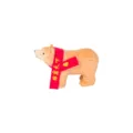 Wooden carved bear figurine with red scarf, handmade desktop ornament toy for home. - Large Brown Bear + Scarf (Ruling the World)