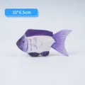 Figure de poisson en bois sculptée à la main décoration de table violette maison - Petit Ornement de Poisson Dégradé Violet-Blanc / 10x6.5cm