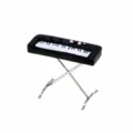 Miniature electronic piano model with stand for dollhouse, alloy instrument prop, 6.5cm - Electronic Piano