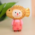 Handcrafted wooden fish hat girl figurine desk ornament home office decor cute wooden toy - Fish Princess 1