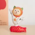 Wooden carved cat figurine desktop ornament handmade cute animal home decoration piece - Stepping Fish 3