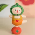 Handcrafted wooden carved cartoon figurine desktop ornament creative home office decoration - Watermelon Cat 2