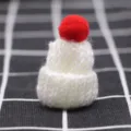 Mini knit hat with red pom pom DIY craft accessory cute handmade hair clip material - Beige