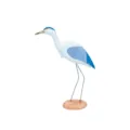 Modern wooden bird sculpture desktop ornament, blue and white home decor figurine gift. - Waterbird No. 10