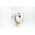 Handmade wooden carved cat figurine desktop ornament with cute golden bell white variant - Cat 10