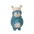 Handcrafted wooden cat figurine desktop ornament creative blue animal statue home decor - Vintage Cat with Blue Hat