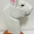 Handmade carved wooden animal eyeglass holder white dog spectacle stand desktop storage. - White Rabbit