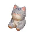 Figura de gato de madera tallada a mano, bonita escultura de gatito gris para escritorio y coche. - Gato Entornando los Ojos