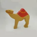 Estatuilla de camello de madera artesanal decoracion de escritorio adorno de animal para ninos. - Camello Amarillo
