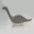 Figura de juguete de dinosaurio de madera, adorno de escritorio de saurópodo gris. - Dinosaurio