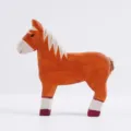 Figura de caballo de madera hecha a mano, decoración de mesa marrón y blanca para el hogar. - Caballo Marrón