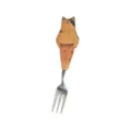 Forchetta per frutta in legno gatto fatta a mano, simpatica forchetta da dessert e regalo. - Forchetta da frutta gatto con bretelle n. 3