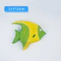 Escultura de pez de madera estatuilla de animal pintada a mano decoración 13.5x12cm - Pez Rayado (Spec 8)