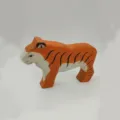 Figura de tigre de madera pintada a mano escultura de animal para decoración de escritorio. - Tigre