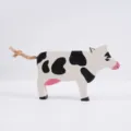 Figura de vaca de madera hecha a mano, decoracion de escritorio pintada blanco y negro - Vaca