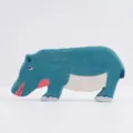 Figura de hipopótamo de madera decoración artesanal pintada a mano para dormitorio - Hipopótamo