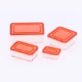 Dollhouse miniature plastic bento box food storage container set for dollhouse scenes. - Red