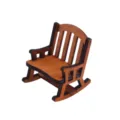 Miniature wooden rocking chair detail, dollhouse vintage furniture prop, small wooden craft. - Coffee