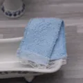 Dollhouse miniature bathroom blue lace towel doll accessory scene prop decor item - Blue