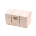 Unpainted wooden treasure chest storage box with vintage brass clasp for jewelry and gifts. - Rectangle