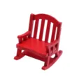 Miniature wooden rocking chair dollhouse furniture red retro model doll house accessory. - Red