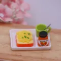 Puppenhaus Miniatur Frühstücks-Set Simulation Toast Brot Marmelade Tasse Löffel Spielzeug - Stil C