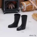 Miniature black rain boots dollhouse accessory, detailed miniature scene props display. - Rain Boots