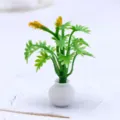 Plante en pot miniature maison poupée modèle feuillage vert jardin micro paysage - Jaune