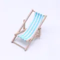 Miniature wooden beach chair dollhouse furniture blue white striped deck chair model - Turkey