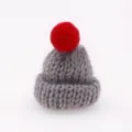 Mini Knitted Hat Grey with Red Pom-pom Cute Finger Hat DIY Craft Hair Clip Accessory - Gray