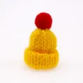 Mini knitted wool hat yellow with red pom-pom cute DIY hair clip clothing accessories - Golden