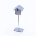 Miniature metal birdhouse detail view, perfect for dollhouse micro landscape decoration. - Silver