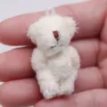 Mini white plush teddy bear pendant, cute dollhouse miniature scene toy accessory prop. - Off-white Bear