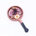 Miniature dollhouse frying pan food model resin accessories for OB11 micro scene setup. - Egg and Steak