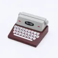 Dollhouse miniature wooden retro typewriter model desktop ornament doll house furniture props - Coffee