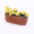 Miniature dollhouse potted plant micro landscape green plant model accessory detail shot. - Yellow
