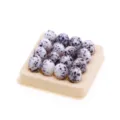 Miniature dollhouse speckled egg tray detail, micro food play scene accessory prop close up - Floral Egg with Tray